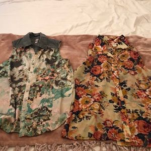 Sleeveless button up top